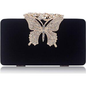 Rhinestone Clutch Bag with Crystal Butterfly Clasp Women Evening Handbag